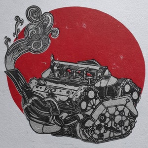 Linosnede F1 V10 motor &quot;The Beast&quot;, 30 x 30 cm