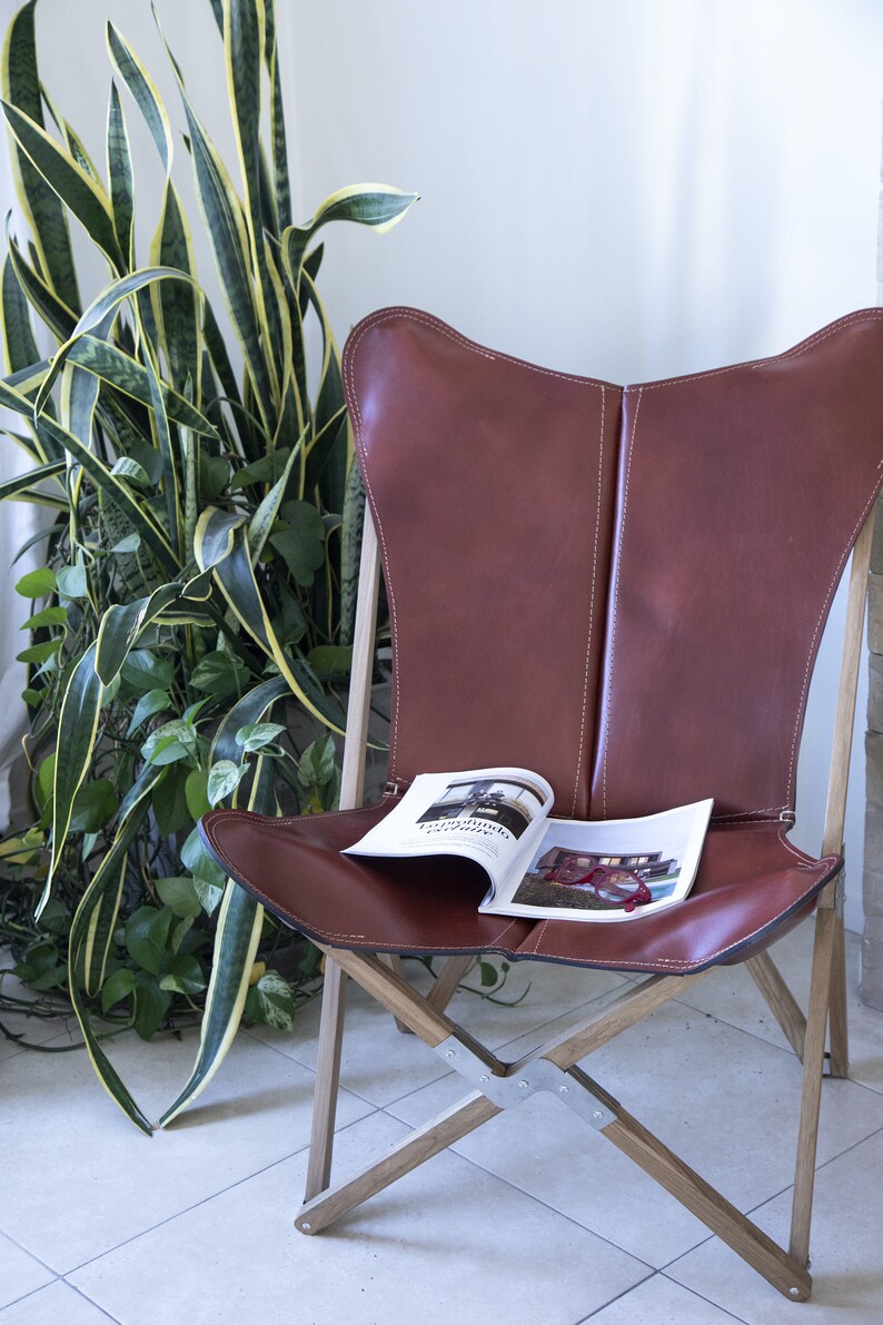 Leather Tripolina L Butterfly Folding Chair Leather Cover / Etsy