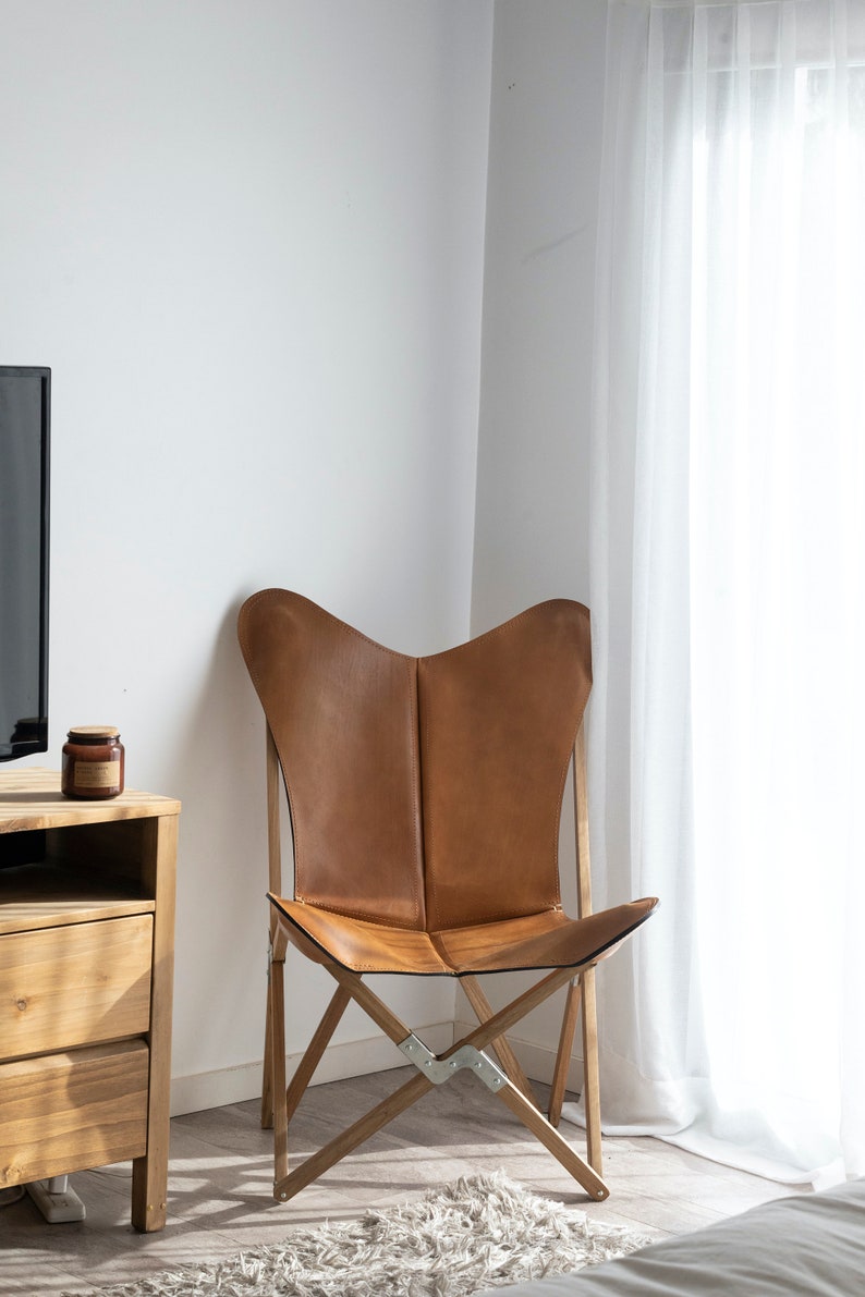 Leather Tripolina L Butterfly Folding Chair Leather Cover / Etsy
