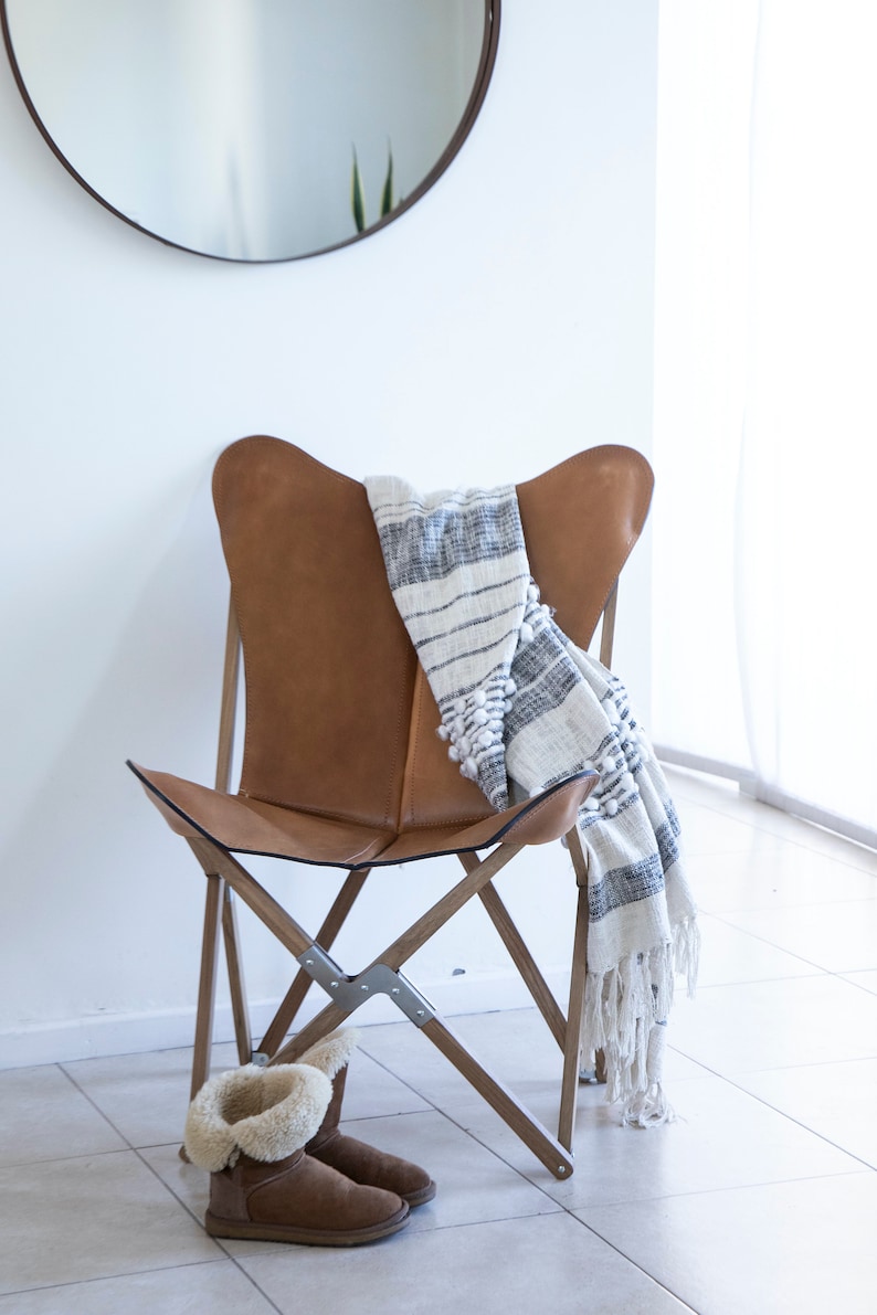 Leather Tripolina L Butterfly Folding Chair Leather Cover / Etsy