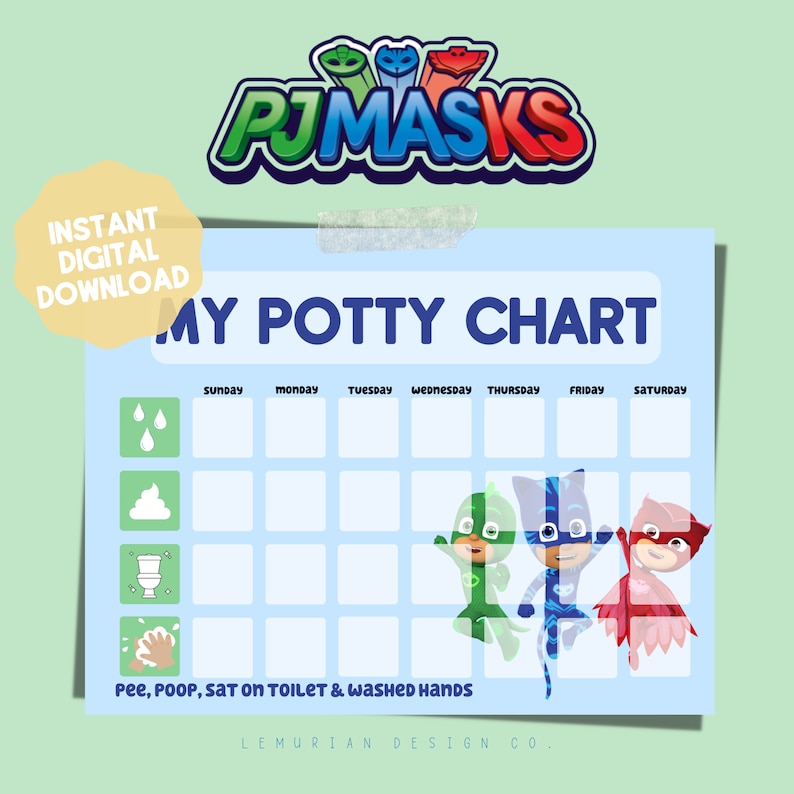 Pj Masks My Potty Chart Kids Sticker Reward Chart Toddler - Etsy India