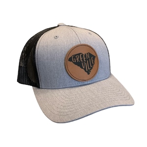 Greenville South Carolina Hat - SC - Trucker Hat - Laser Engraved Leather Patch