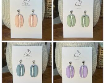 Macaron Earrings – Polymer Clay Dessert Earrings – Cute Pastel Statement Jewelry