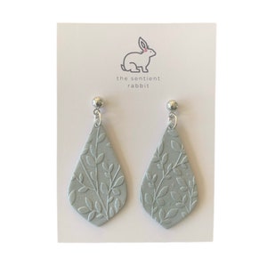 Silver Floral Polymer Clay Earrings- Wedding Jewlery