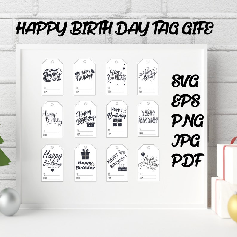 12 Happy Birthday Gift Tags|Birthday Gift Tags Printable|Editable Happy Birthday Tags|Instant Download