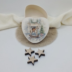 Weihnachtsgeschenk nostalgische Holzdose mit Motiv auf Deckel Geschenkverpackung Schmuck Aufbewahrung