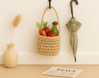 Miniature shopping bag made of natural fiber 4 cm · Handmade gnome bag · Accessories for gnome world & dollhouse · Scandi decoration