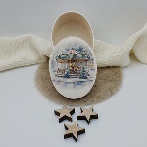 Weihnachtsgeschenk nostalgische Holzdose mit Motiv auf Deckel Geschenkverpackung Schmuck Aufbewahrung