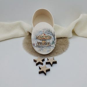 Weihnachtsgeschenk nostalgische Holzdose mit Motiv auf Deckel Geschenkverpackung Schmuck Aufbewahrung