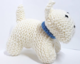 Knitted Scottie Westie Terrier Dog -  Tintin Snowy Blackie or Greyfriars Bobby - West Highland Terrier