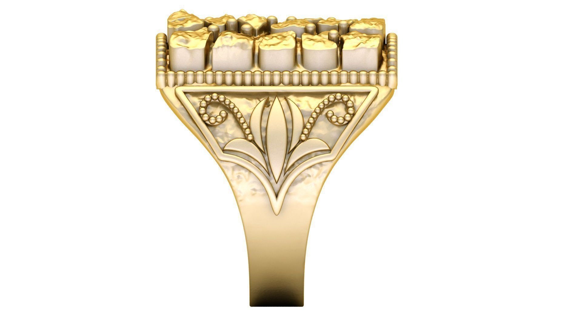 Oro amarillo de 14 k sobre Nugget Ring anillo de pepita para Etsy