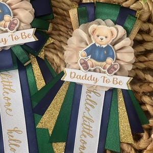 Teddy Bear Baby Shower Corsage, Navy and Green Teddy Bear Pin Bild 9