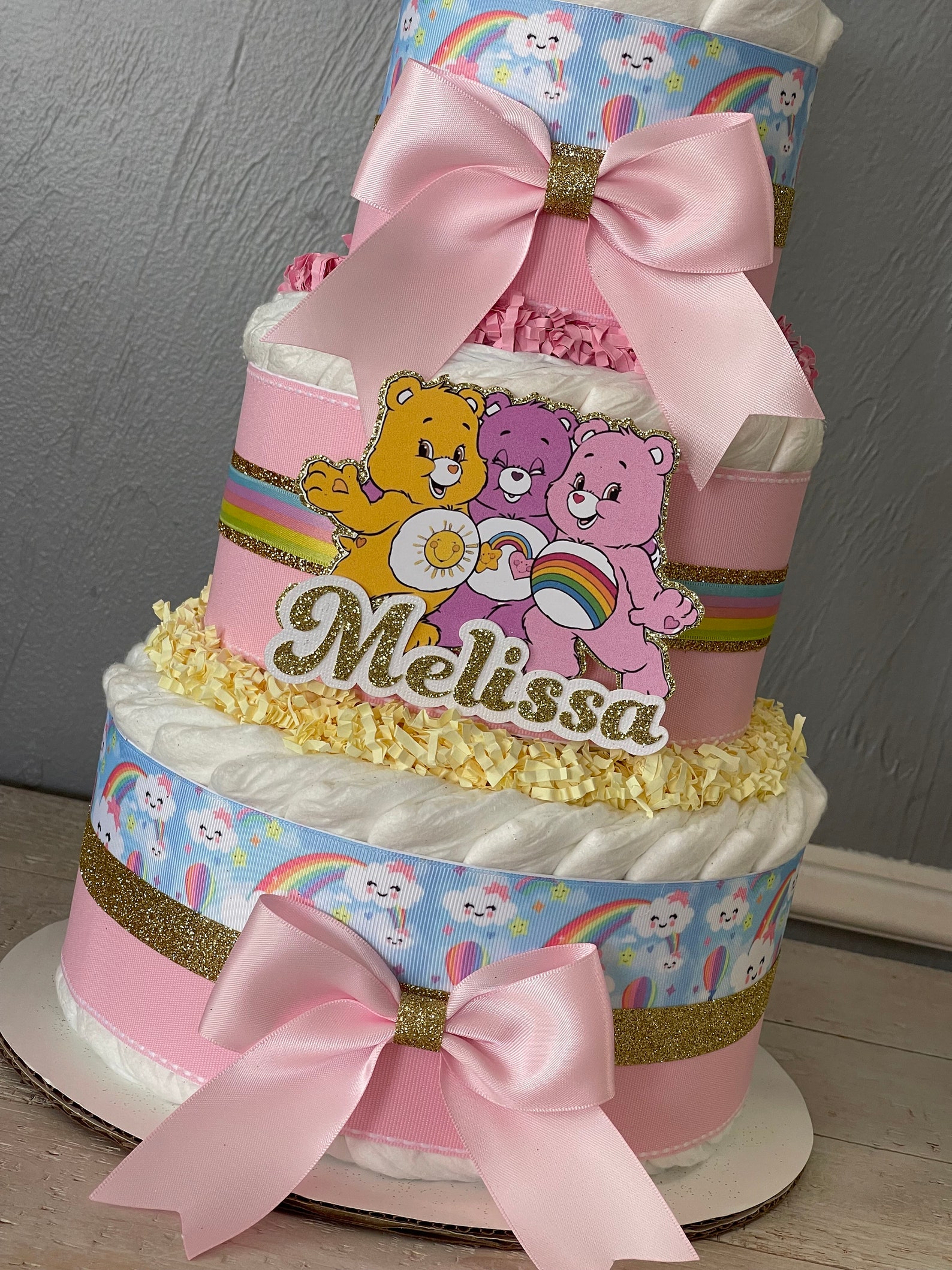 Care Bears Diaper Cake, Care Bears Baby Shower Centerpiece, Rainbow