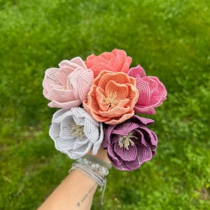 Französische Perlen Pfingstrosen - Perlen Blumen - Einzigartiges Wohndekor - Ästhetisches Dekor - Kunstblumen - Perlen Pflanzen - Französische Perlen