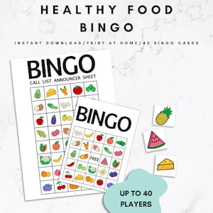 Nutrition et santé BINGO, éducation des patients sur une alimentation saine, jeu d&#39;apprentissage, promotion de la santé, (impression numérique)