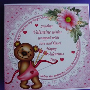 Individuele op maat gemaakte schattige Valentijnsdag / Valentijn handgemaakte kaart, 17cmx17cm, handgemaakt, blanco binnen,