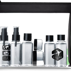 TWIVEE - Kulturbeutel transparent mit Reiseflaschen-Set - 1 Liter - Reiseset - Unisex - Travel Set transparent - Handgepäck Flüssigkeiten