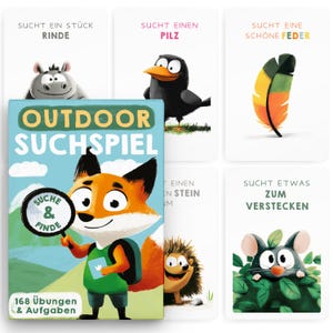 Schatzsuchekarten - Finde es Suchspiel - Gefunden Outdoor Suchspiel Kinder - Spiele ab 3, 4, 5, 6, 7, 8, 9 Jahren - Entdeckerkarten - Natur