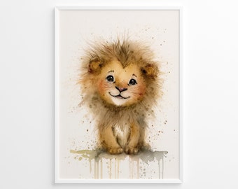 Kinderzimmer Poster, kleiner süßer Baby Löwe, Kinderzimmer Dekoration, digitaler Download, druckbar, DIN-Formate, Babyzimmer Kunst, Safari