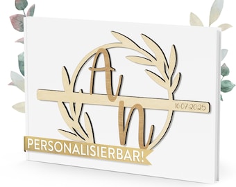 TWIVEE - Gästebuch personalisiert - für Hochzeit, Geburtstag, Babyparty, Ferienwohnung etc. - 100 blanko Seiten weiß - Hochzeitsalbum
