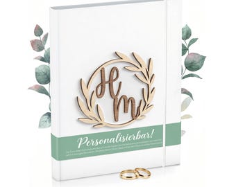 Personalisiert - Der kompakte Hochzeitsplaner - Wedding Planner - deutsch - über 120 Seiten - Organizer für Eure Trauung - Initialien Holz