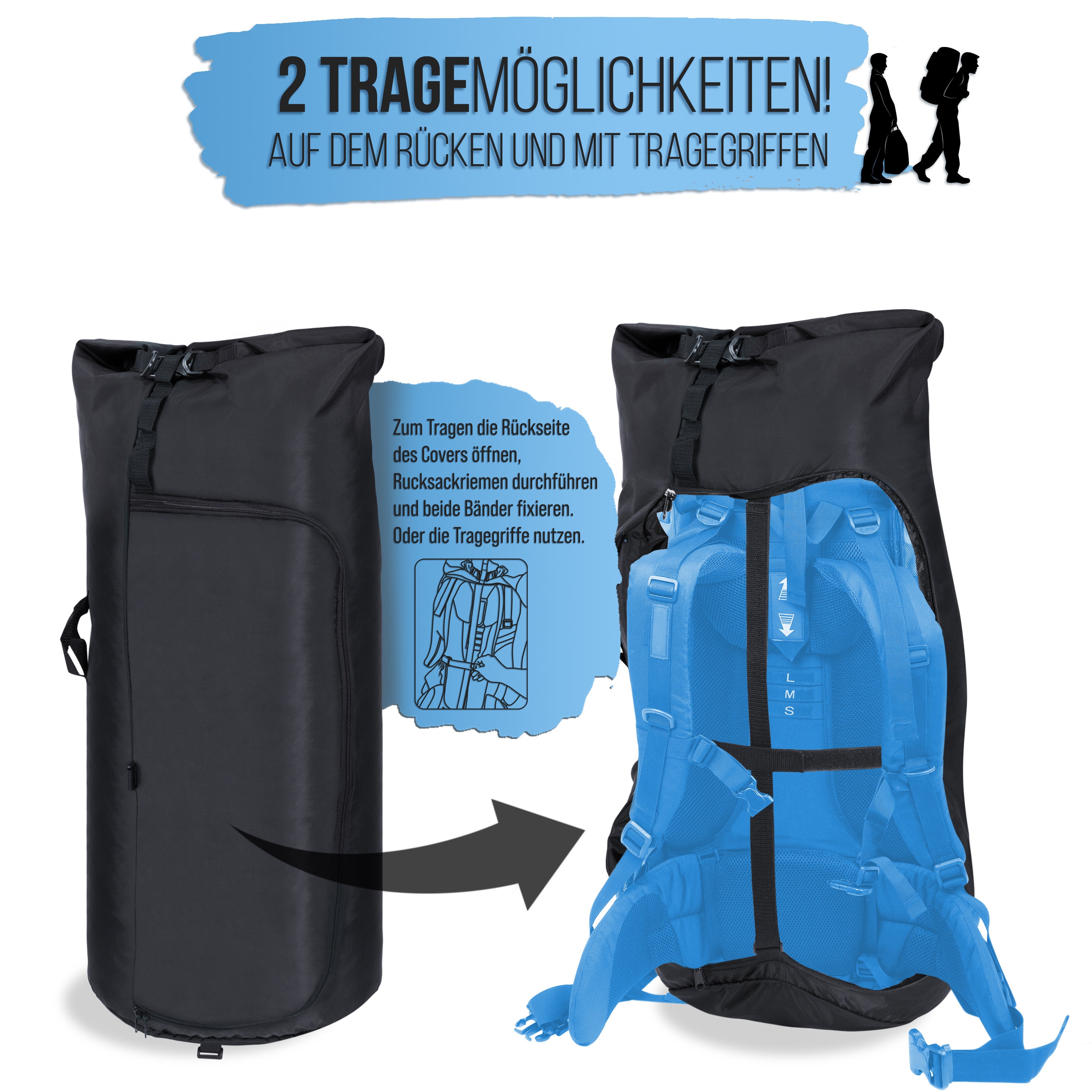TWIVEE 2-in-1 Rucksack-Flightcover – Schutz- & Regenhülle, 60–110 Liter, Für Flugreisen, Mit Tragesystem TWIVEE 2-in-1 Rucksack-Flightcover – Schutz- & Regenhülle, 60–110 Liter, Für Flugreisen, Mit Tragesystem