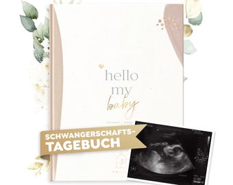 TWIVEE - Schwangerschaftstagebuch - hello my baby - Tagebuch für die Schwangerschaft zum Eintragen - Ideales Geschenk für Schwangere