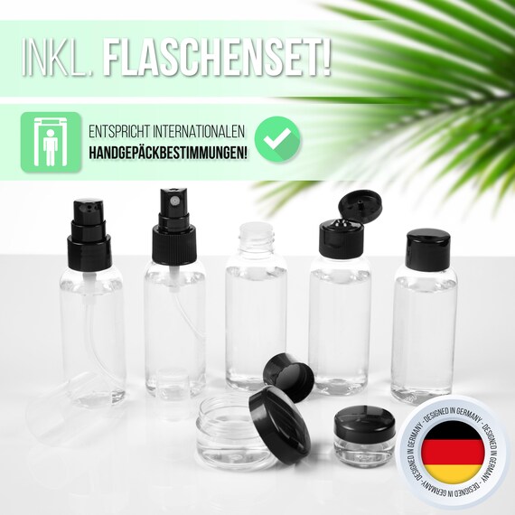 Trousse De Toilette De Voyage Avec Flacons Rechargeables Transparents - Spilbergen, Neuf
