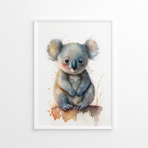 Nursery poster, cute small koala bear, nursery decoration, digital download, printable, many ISO formats, baby room art, safari animals