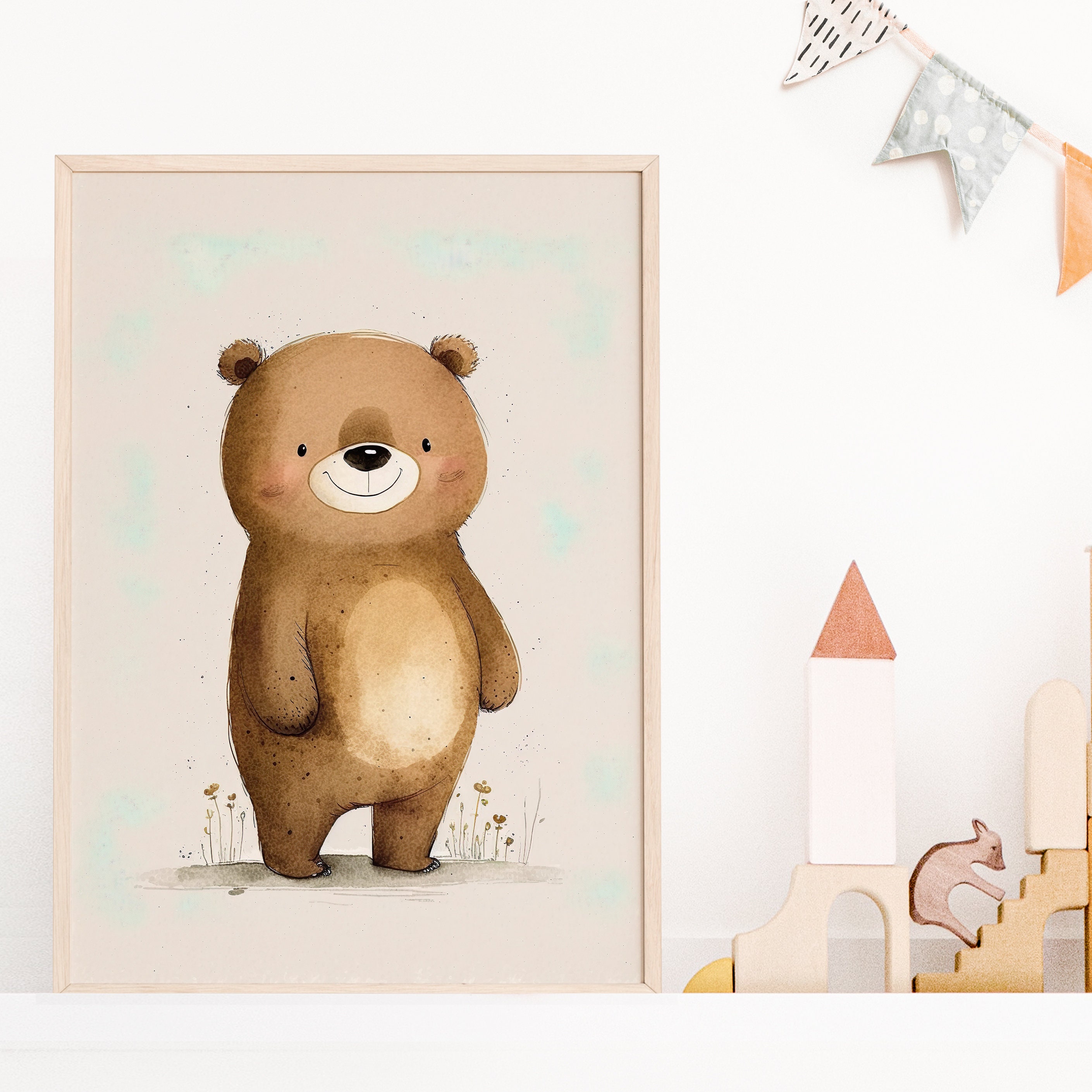 Poster Per Cameretta Bambini - Set 4 Poster Con Animali E Orsacchiotto - Foto 4