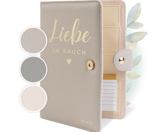 TWIVEE - Mutterpasshülle (Liebe im Bauch) - Organizer mit Magnetverschluss - Deutscher Mutterpass - Mutter-Kind-Pass inkl. Notizblock