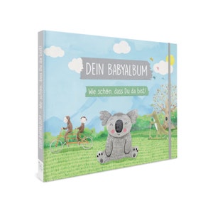 TWIVEE Babyalbum Babybuch zum Eintragen Mädchen und Jungen Baby Erinnerungsbuch für das erste Jahr Koala Design Bild 1