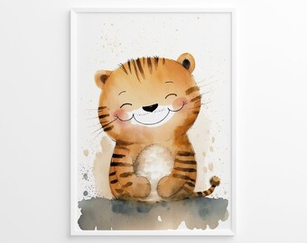 Kinderzimmer Poster, kleiner süßer Baby Tiger, Kinderzimmer Dekoration, digitaler Download, druckbar, DIN-Formate, Babyzimmer Kunst, Safari