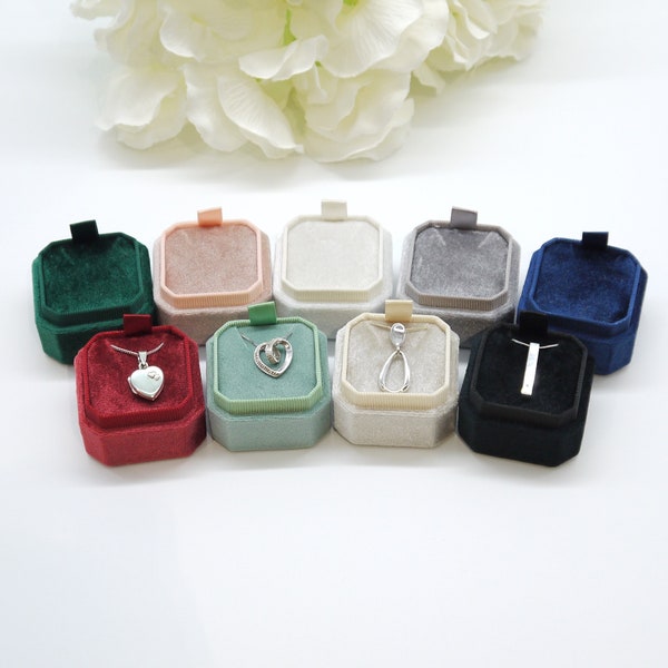Luxury Velvet Pendant Box - Valentines Day Necklace Box, Mothers Day Gift Box, Velvet Jewellery Box, Ring Box, Birthday Gift Box