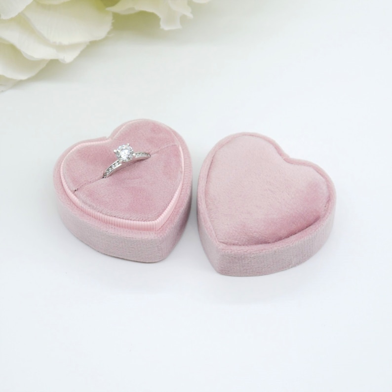 Velvet Heart Single Ring Box Pink Proposal Ring Box Wedding Etsy UK