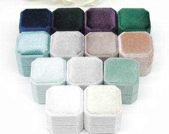 Luxury Square Velvet Ring Box - Valentine Wedding Ring Box, Double Ring Box, Triple Ring Box, Engagement Ring Box, Proposal Ring Box