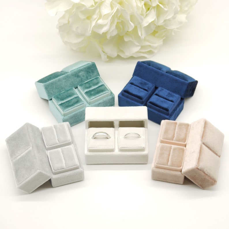 Double Wedding Velvet Ring Box Wedding Ring Box Double Ring Etsy UK