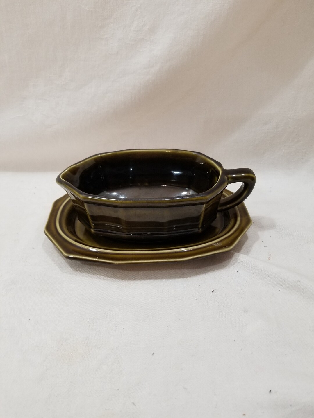 Vintage Pfaltzgraff Heritage Green Gravy Boat With Plate Etsy Israel