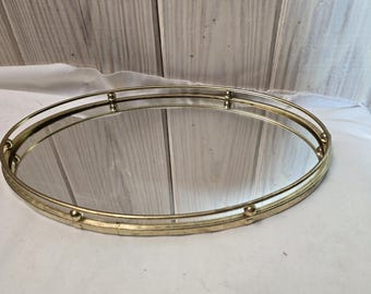 Vintage Brass Mirror Vanity Tray