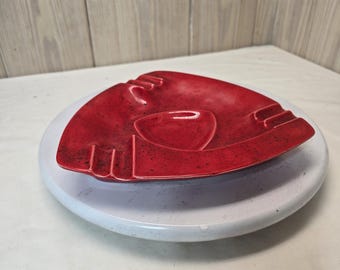 ヴィンテージ ミッドセンチュリー レトロ セラミック陶器 70年代 アトミックレッド 灰皿