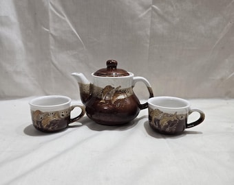 Vintage Mini Dolphin Drip Tea Pot With 2 Cups