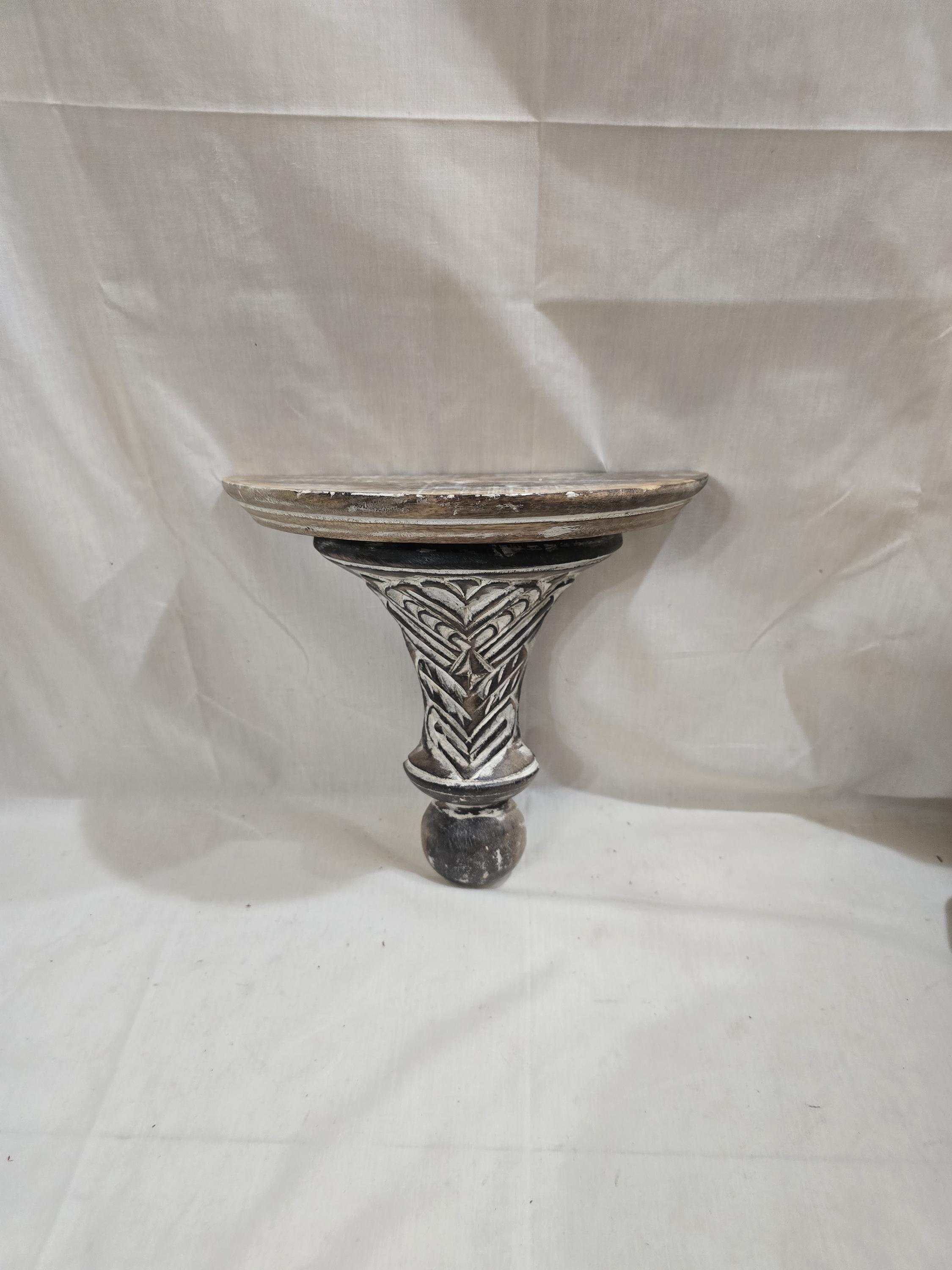 Vintage Regency White Washed Wood Large Wall Shelf
