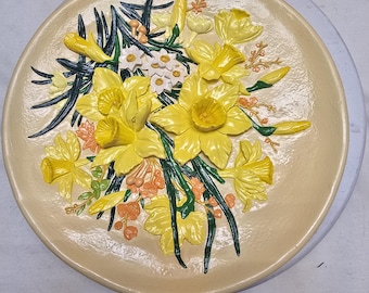 Plato decorativo de pared de yeso con diseño floral vintage de 30 cm (12 pulgadas)