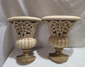 Vintage Homco Syroco Burwood Home Interiors  Victorian Wall Flower Urn Pockets Set of 2