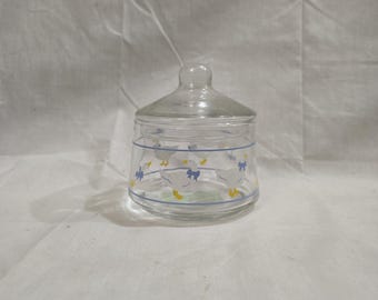 Vintage Geese/Duck Cotton Ball Candy Dish Jar
