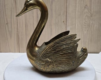 Vintage mässing 25 cm hög svanplanter