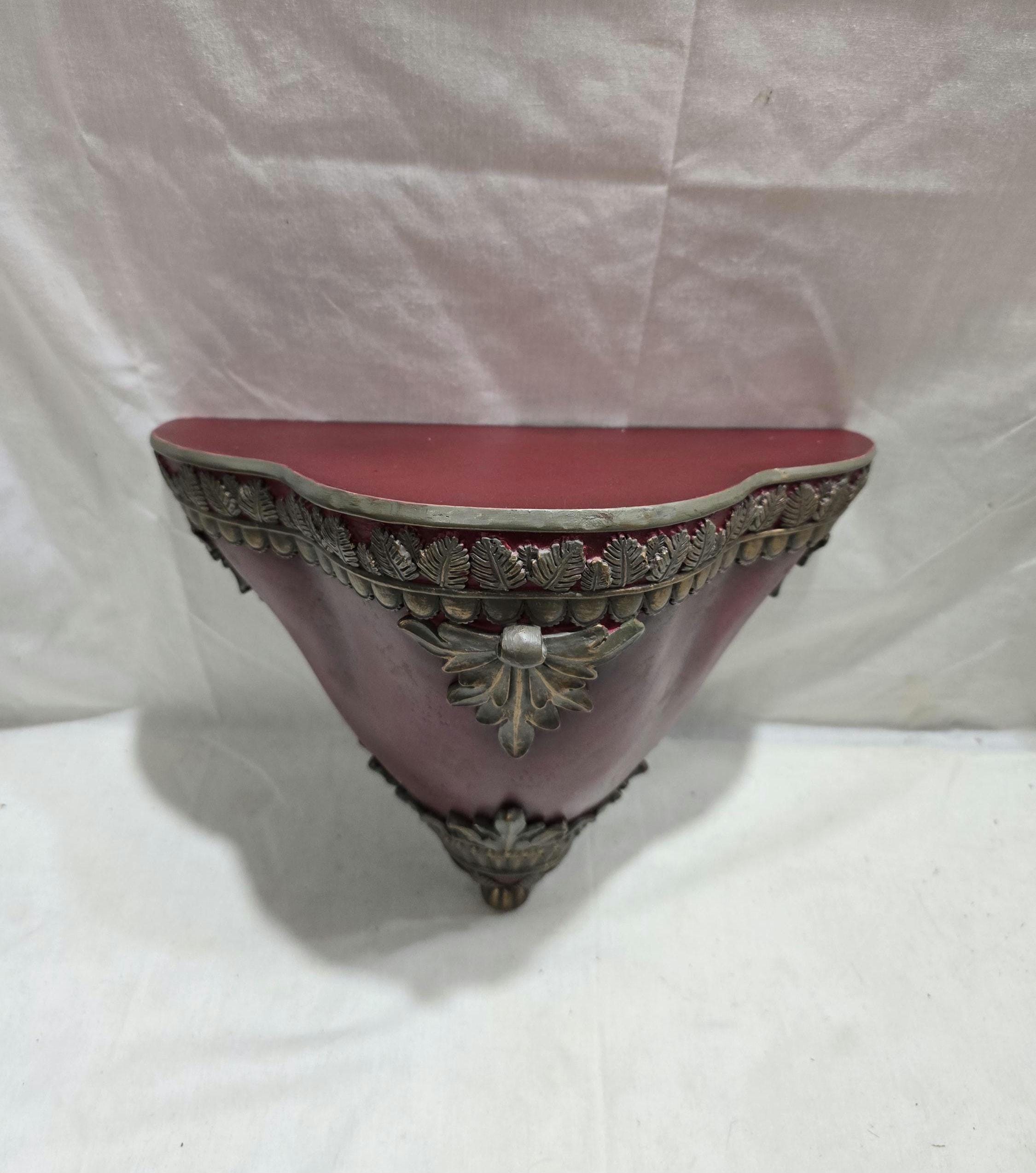 Vintage Regency Red and Gold  Console Large Wall Shelf