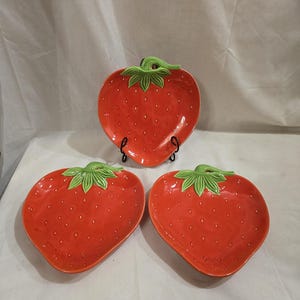 3 Keramik Teller Erdbeeren