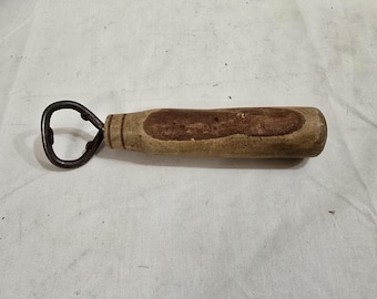 Abridor de botellas vintage con mango de madera