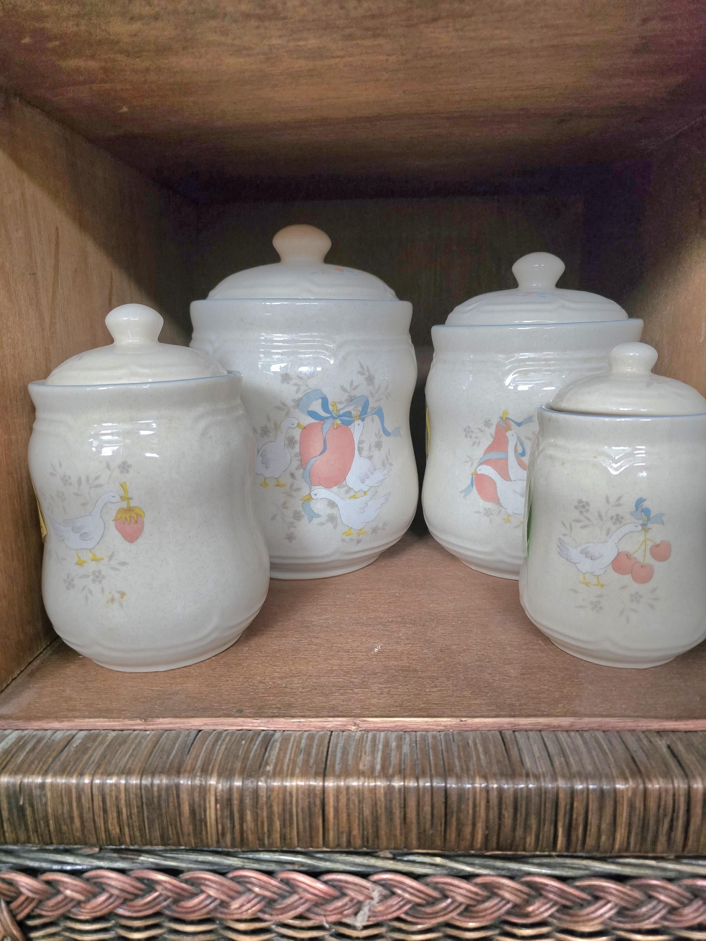 Vintage International Marmalade Goose Canisters Set of 4 - Etsy Vintage marmalade, goose ceramic canister main image 0
